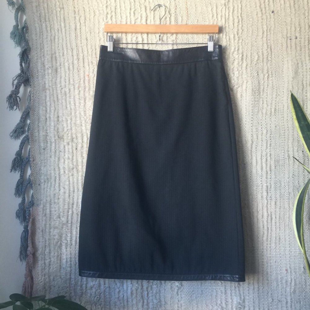 Vintage DKNY Leather Trimmed Skirt